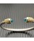 David Yurman المرأة الكلاسيكية كابل سوار الكفة الفضة الاسترليني مع 18K الذهب الأصفر الماس الأزرق 5mm