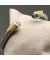 David Yurman المرأة الكلاسيكية كابل سوار الكفة الفضة الاسترليني مع 18K الذهب الأصفر الماس الأزرق 5mm