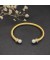 David Yurman المرأة الكلاسيكية Cablespira الكفة سوار الذهب الأصفر عيار 18 قيراط مع اللؤلؤ والماس 5mm