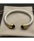 David Yurman المرأة الكلاسيكية Cablespira سوار الكفة الفضة الاسترليني مع 18K الذهب الأصفر الماس الأسود 7mm