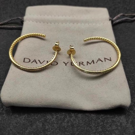 David Yurman الذهب الأقراط 18K الذهب الأصفر مع الماس 19mm