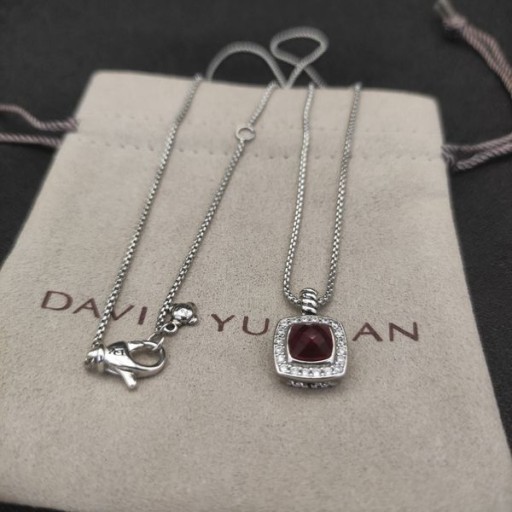 David Yurman المرأة البيون قلادة الفضة الاسترليني مع رهودوليتي العقيق والماس 11mm
