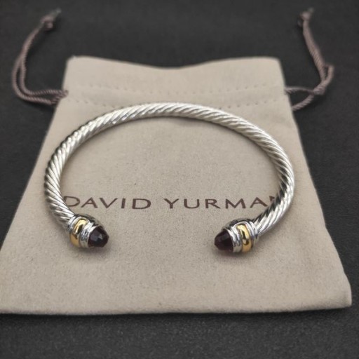 David Yurman المرأة الكلاسيكية كابل سوار الكفة الفضة الاسترليني مع 14K الذهب الأصفر و الأحمر الماس 5mm