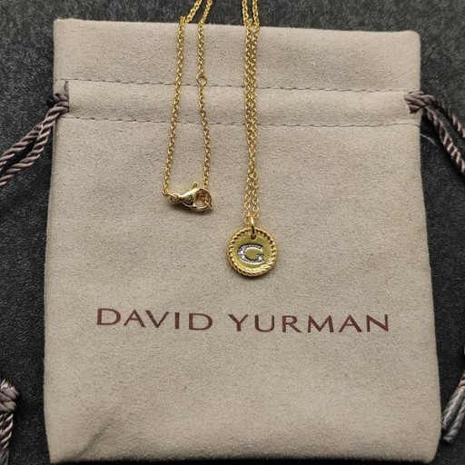 David Yurman المرأة الأولي سحر قلادة 18K الذهب الأصفر مع الماس ز