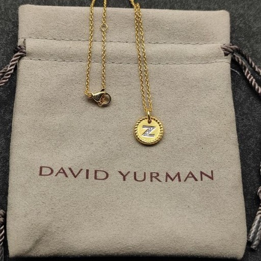 David Yurman المرأة الأولي سحر قلادة 18K الذهب الأصفر مع الماس Z