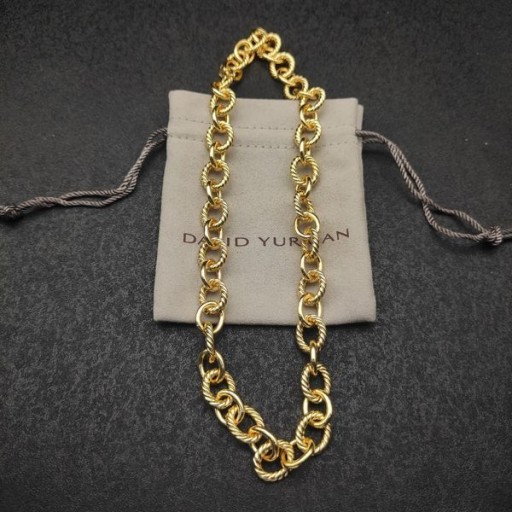 David Yurman المرأة البيضاوي رابط سلسلة قلادة 18K الذهب الأصفر 16mm