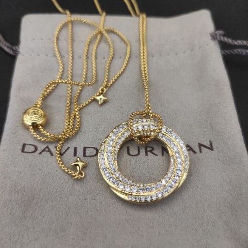 David Yurman المرأة الذهب كروس قلادة قلادة 18K الذهب الأصفر مع الماس 30mm
