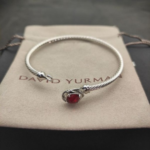 David Yurman المرأة صغيرتي سيدة سوار من الفضة الاسترليني مع الماس الأحمر 3mm