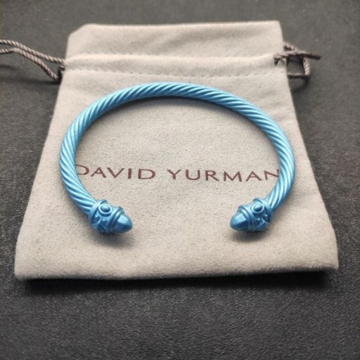 David Yurman المرأة في عصر النهضة الكلاسيكية كابل الكفة سوار أزرق فاتح الألومنيوم 5mm