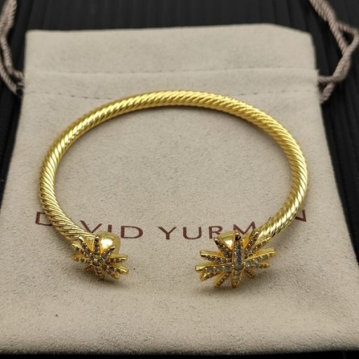 David Yurman المرأة النجمي كابل سوار الكفة 18K الذهب الأصفر مع الماس 4mm