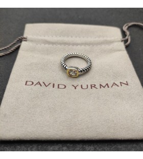 David Yurman 6mm الدهون مربع الأبيض خاتم الماس