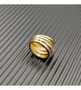 David Yurman الذهب كروس خمسة صف خاتم عيار 18 قيراط من الذهب الأصفر مع الماس 17.5 ملم