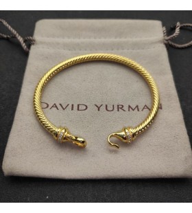 David Yurman المرأة مشبك Cablespira 18K سوار الذهب الأصفر مع الماس 4mm