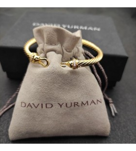 David Yurman المرأة مشبك Cablespira 18K سوار الذهب الأصفر مع الماس 5mm