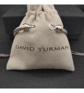 David Yurman المرأة مشبك الكلاسيكية كابل الإسورة سوار الذهب الأصفر عيار 18 قيراط مع الياقوت والماس 5mm