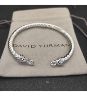 David Yurman المرأة مشبك الكلاسيكية كابل الإسورة الفضة الاسترليني مع الماس 5mm