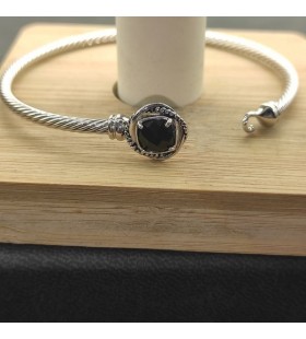 David Yurman المرأة صغيرتي سيدة سوار من الفضة الاسترليني مع الماس الأسود 3mm