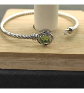 David Yurman المرأة صغيرتي سيدة سوار من الفضة الاسترليني مع الماس الأخضر 3mm