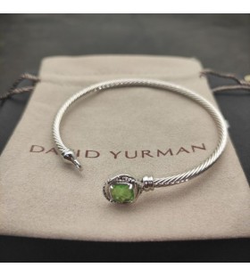 David Yurman المرأة صغيرتي سيدة سوار من الفضة الاسترليني مع الماس الأخضر 3mm