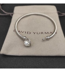 David Yurman المرأة صغيرتي سيدة سوار من الفضة الاسترليني مع اللؤلؤ 3mm