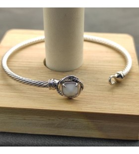 David Yurman المرأة صغيرتي سيدة سوار من الفضة الاسترليني مع الأبيض العقيق 3mm