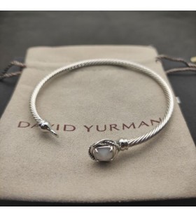 David Yurman المرأة صغيرتي سيدة سوار من الفضة الاسترليني مع الأبيض العقيق 3mm