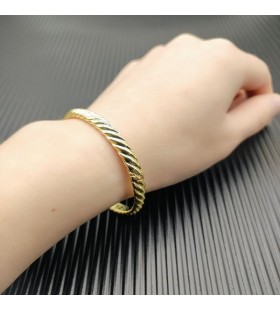 David Yurman المرأة منحوت كابل الإسورة سوار الذهب الأصفر عيار 18 قيراط 6.2 ملم