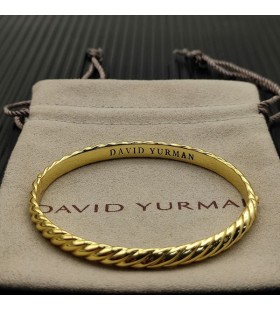 David Yurman المرأة منحوت كابل الإسورة سوار الذهب الأصفر عيار 18 قيراط 6.2 ملم