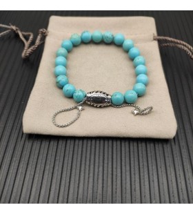 David Yurman الرجال الروحية الخرز سوار الفضة الاسترليني مع الفيروز 8mm