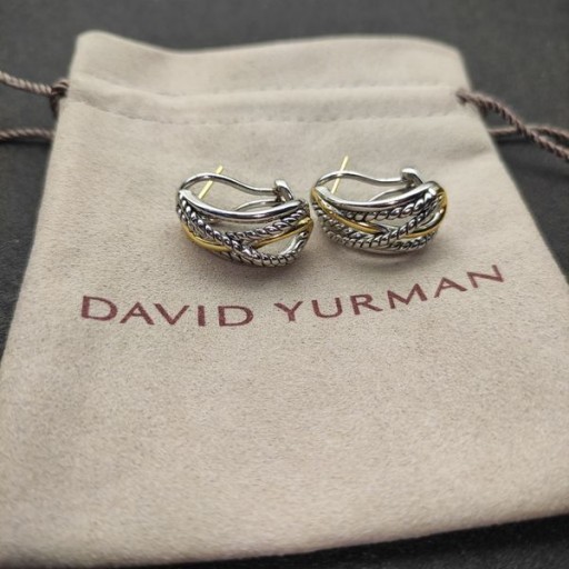 David Yurman Crossover Hoop Náušnice Sterling Silver, s 18K Žluté Zlato