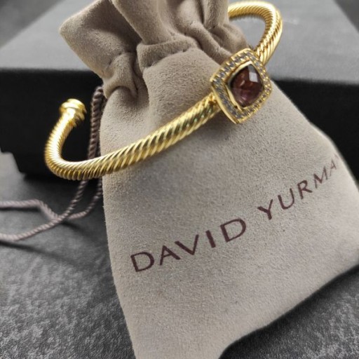 David Yurman Kabel Dámské Manžeta Náramek 18K Žluté Zlato S Fialovým Diamantem 4mm
