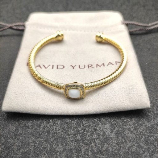 David Yurman Kabel Dámské Manžeta Náramek 18K Žluté Zlato S Bílým Onyxem A Diamanty 4mm