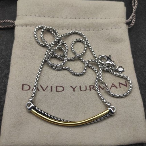 David Yurman Dámské Crossover Bar Přívěsek Náhrdelník Sterling Silver s 18K Žluté Zlato