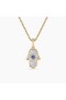 David Yurman Hamsa Amulet 18K Žluté Zlato s Pavé Diamanty a Modrým Safírem 24.6 mm