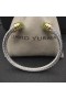 David Yurman Dámské Klasické Kabelové Manžetový Knoflíček Sterling Silver, s 18K Žluté Zlato a Světle Zelená Diamantový 5mm