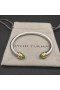 David Yurman Dámské Klasické Kabelové Manžetový Knoflíček Sterling Silver, s 18K Žluté Zlato a Světle Zelená Diamantový 5mm