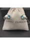 David Yurman Dámské Klasické Kabelové Manžetový Knoflíček Sterling Stříbrné s Modrým Topazem a Diamanty 7mm