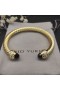 David Yurman Dámské Klasické Cablespira Manžeta Náramek 18K Žlutého Zlata s Černými Diamanty 7mm