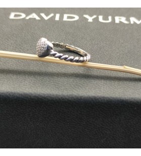 David Yurman Kabel Sběratelské Srdce Zásobníku Prsten Sterling Silver s Pavé Diamanty 6,2 mm