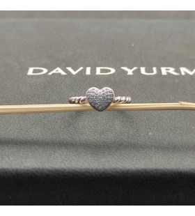 David Yurman Kabel Sběratelské Srdce Zásobníku Prsten Sterling Silver s Pavé Diamanty 6,2 mm