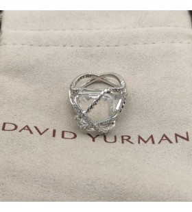David Yurman Kabel Zábal Prsten Sterling Silver, s krystaly a Diamanty 20.4 mm