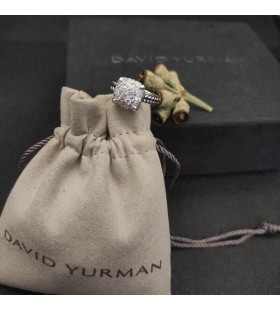 David Yurman Chatelaine Prsten Stříbrný s Pavé Diamanty 11mm