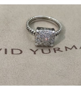 David Yurman Chatelaine Prsten Stříbrný s Pavé Diamanty 11mm