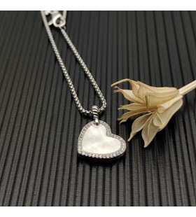 DY Prvků Srdce Amulet Mincovního Stříbra s perletí a Diamanty