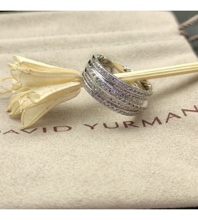 David Yurman Pavé Crossover Prsten 18K Bílého Zlata s Diamanty 11mm