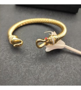 David Yurman Dámské se Sponou Cablespira náramek Náramek 18K Žluté Zlato s Rubíny a Diamanty 7mm