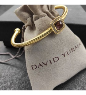 David Yurman Kabel Dámské Manžeta Náramek 18K Žluté Zlato S Fialovým Diamantem 4mm