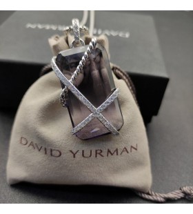 David Yurman Kabel Dámské Zábal Amulet Sterling Silver s Levandulový Ametyst a Diamanty 32mm