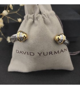 David Yurman Dámské Klasické Cablespira Manžetový Knoflíček Sterling Silver, s 18K Žluté Zlato 7 mm