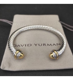 David Yurman Dámské Klasické Cablespira Manžetový Knoflíček Sterling Silver, s 18K Žluté Zlato 7 mm